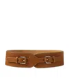 Ralph Lauren Wide Leather Belt In Gold