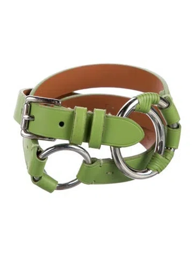 Pre-owned Ralph Lauren Wide Leather Belt In Green