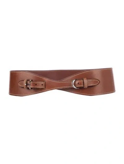 Pre-owned Ralph Lauren Wide Leather Belt Kit In Neutral