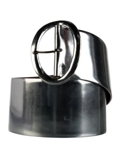 Pre-owned Ralph Lauren Wide Leather Belt In Metallic