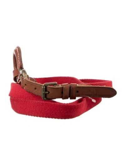Pre-owned Ralph Lauren Wide Leather Trim Embellishment Belt In Red