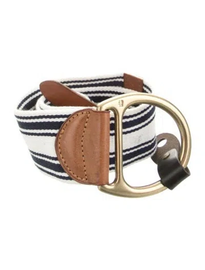 Pre-owned Ralph Lauren Wide Leather Trim Embellishment Waist Belt In White