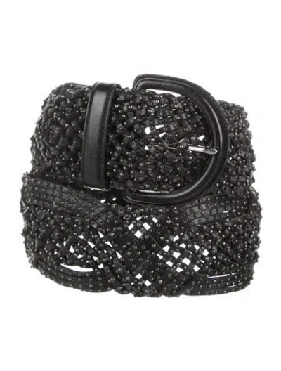 Pre-owned Ralph Lauren Wide Leather Waist Belt In Black