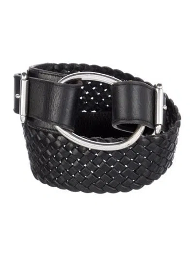 Pre-owned Ralph Lauren Wide Leather Waist Belt In Black