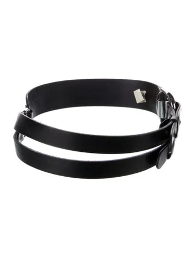 Pre-owned Ralph Lauren Wide Leather Waist Belt In Black