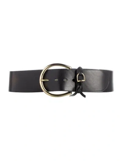 Pre-owned Ralph Lauren Wide Leather Waist Belt In Black
