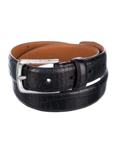 Pre-owned Ralph Lauren Wide Leather Waist Belt In Black