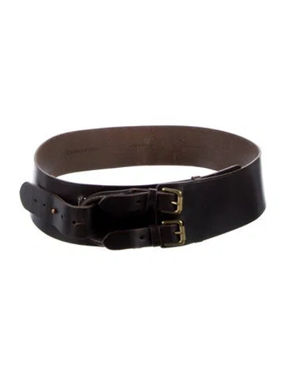 Pre-owned Ralph Lauren Wide Leather Waist Belt In Brown