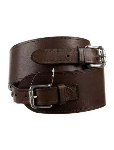 Pre-owned Ralph Lauren Wide Leather Waist Belt In Brown