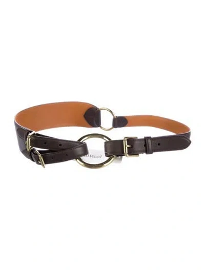 Pre-owned Ralph Lauren Wide Leather Waist Belt In Brown