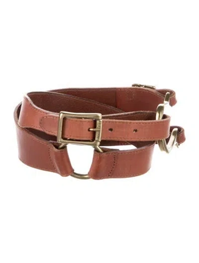 Pre-owned Ralph Lauren Wide Leather Waist Belt In Brown