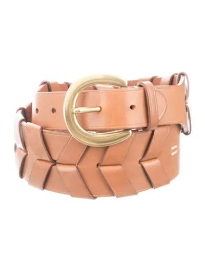 Pre-owned Ralph Lauren Wide Leather Waist Belt In Brown