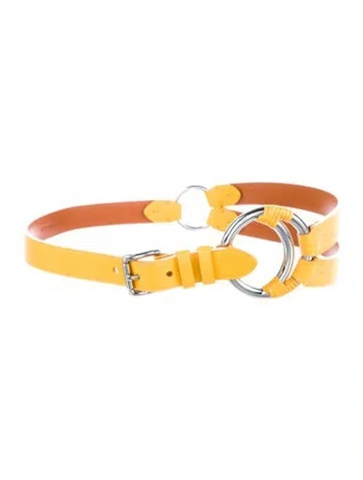 Pre-owned Ralph Lauren Wide Leather Waist Belt In Yellow