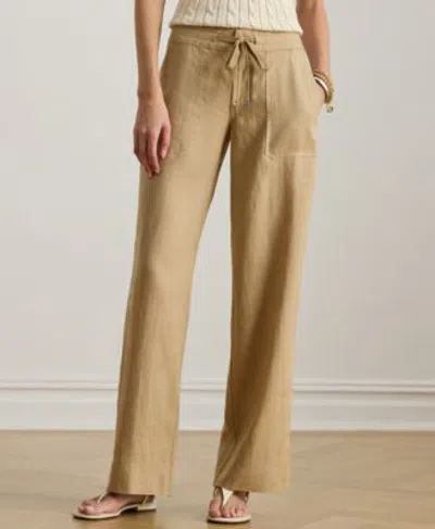 Ralph Lauren Wide Leg 100 Linen Pants 0ps 22w In Black