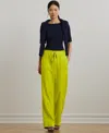 Ralph Lauren Lauren  Linen Drawstring Pants In Green