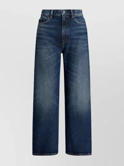 Ralph Lauren Wide Leg Ankle Trousers With Belt Loops In Blue