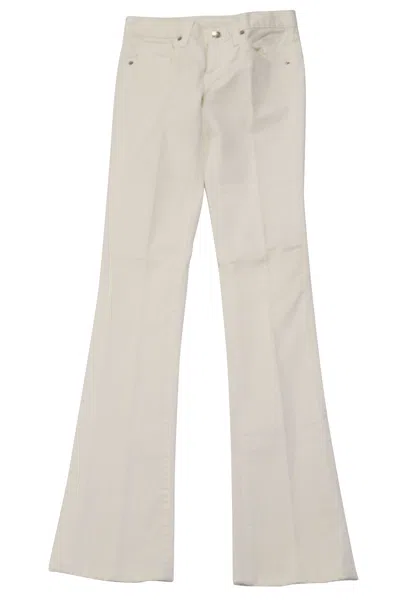 Ralph Lauren Wide Leg Pants In White Cotton In Beige