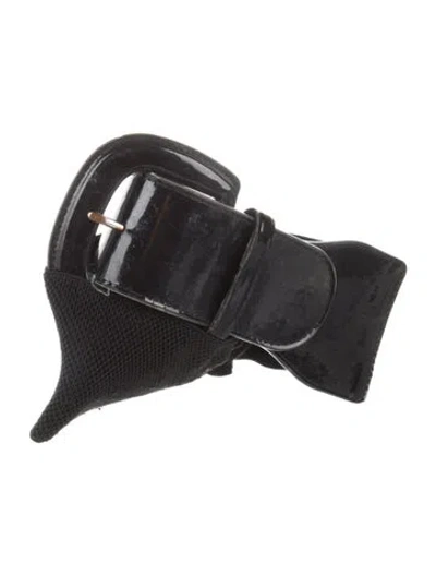 Pre-owned Ralph Lauren Wide Patent Leather Waist Belt In Black
