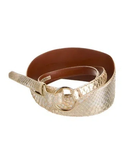 Pre-owned Ralph Lauren Wide Python Waist Belt In Neutral
