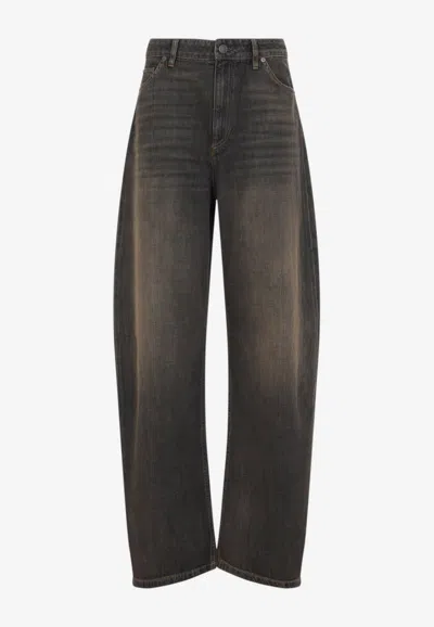 Ralph Lauren Wide-leg Washed Denim Pants In Brown