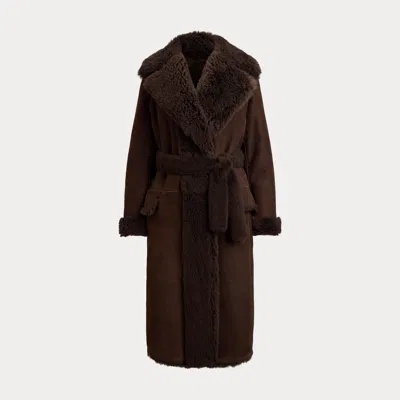 Ralph Lauren Wilmer Reversible Shearling Coat In Brown