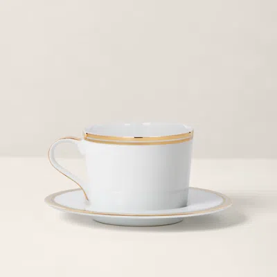 Ralph Lauren Wilshire Cup & Saucer In Gold/white