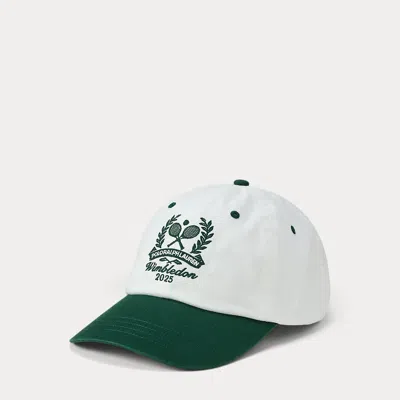 Ralph Lauren Wimbledon Crest Twill Cap In White