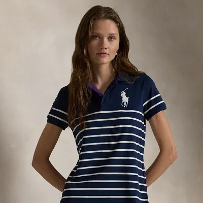 Polo Ralph Lauren Wimbledon Tailored Fit Ballperson Polo In Refined Navy White