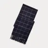 Ralph Lauren Windowpane Cashmere Scarf In Blue