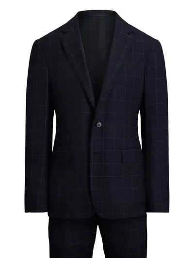 Ralph Lauren Windowpane-check Single-breasted Suit In Black