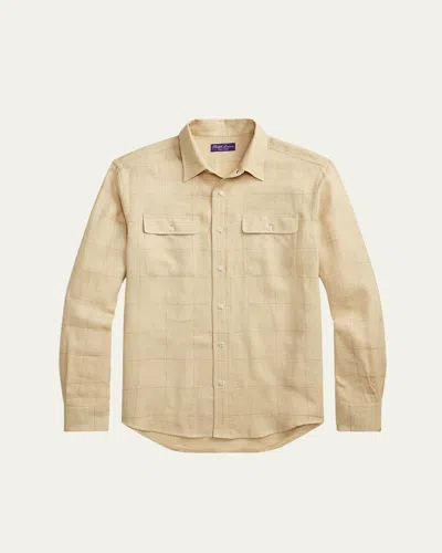 Ralph Lauren Windowpane Shirt In Brown