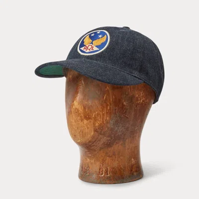Ralph Lauren Winged-logo Denim Ball Cap In Rinse In Blue