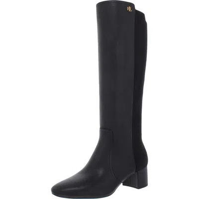 Ralph Lauren Winslet Womens Leather Casual Knee-high Boots In Black