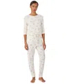 Ralph Lauren Women's 2 Piece Long Sleeve Top And Pants Pajama Set In White