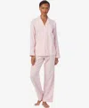 Ralph Lauren Women's Long Sleeve Notch Collar Long Pant Pajama Set In Pink