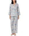 Ralph Lauren Petite Notch Collar Ankle Pants Pajama Set In Multi