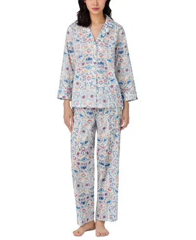 RALPH LAUREN WOMEN'S 3/4-SLEEVE ANKLE PAJAMA SET