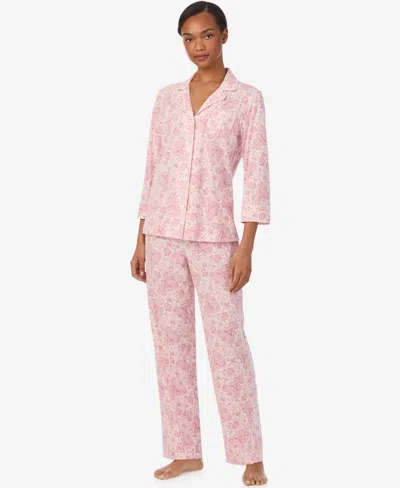 RALPH LAUREN WOMEN'S 3/4-SLEEVE PAJAMA SET