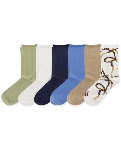 Ralph Lauren Women's 6-pk. Bridle Roll-top Socks L3226pk2 In Assorted