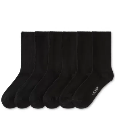 Ralph Lauren Women's 6-pk. Rib Trouser Socks L3250pk2 In Black