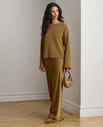 Ralph Lauren Women's A-line Charmeuse Maxi Skirt In Brown