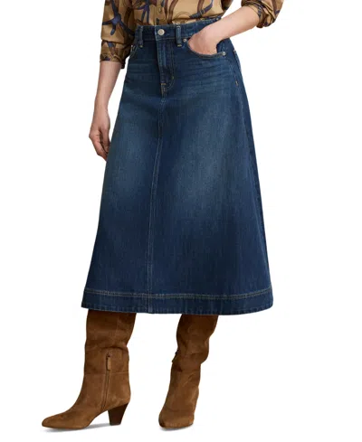 Ralph Lauren Women's A-line High-waisted Midi Denim Skirt In Marina Wash