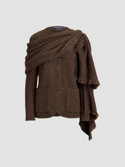 Ralph Lauren Women's Alira Donegal-style Tweed Scarf Blazer In Brown