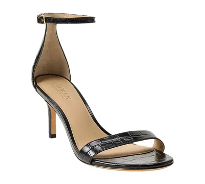 Ralph Lauren Women's Allie Mid-heel Crocodile-embossed Sandal In Black