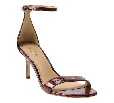 Ralph Lauren Women's Allie Mid-heel Crocodile-embossed Sandal In Burgundy