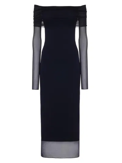 Ralph Lauren Audria Off-the-shoulder Jersey Midi Cocktail Dress In Blue