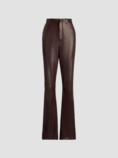 Ralph Lauren Women's Banbury Leather Slim-fit Pants In Brown