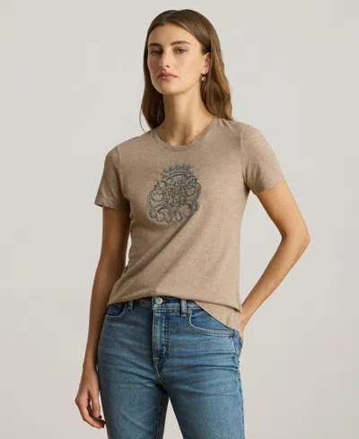 RALPH LAUREN WOMEN'S BEADED-CREST JERSEY T-SHIRT