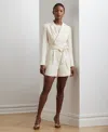 Shop Ralph Lauren Women's Belted Double-breasted Cady Romper In Mascarpone Cream