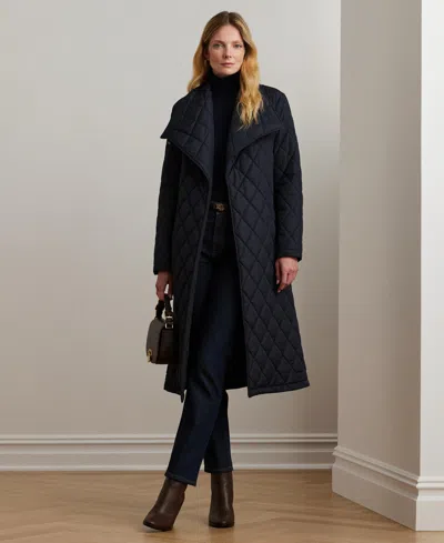 Ralph Lauren Women's Belted Midi Quilt Coat In Blue